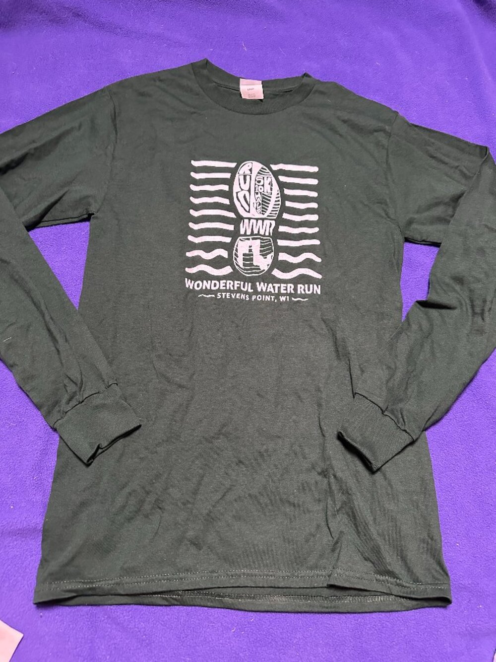 Wonderful Water Run Long Sleeve Womens Green Shirt Size Small Cotton Blend New